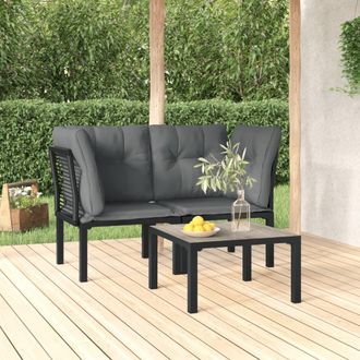 vidaXL Juego De Muebles Jard&iacute;n 3 Pzas Rat&aacute;n Sint&eacute;tico Negro Y Gris Vidaxl