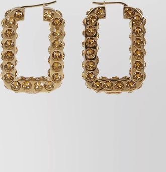 Amina Muaddi gemstone embedded rectangular hoop earrings