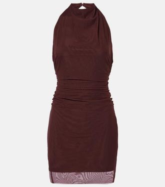 Sir. Draped gathered jersey minidress