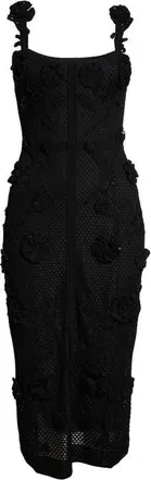 Carolina Herrera Sequin & Crochet Flower Mesh Gown in Black at Nordstrom, Size Medium