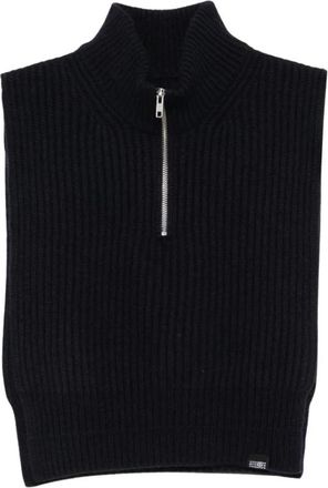 Maison Margiela Sjaal met hoge kraag en ribbelbreisel - Heren - Wintersjaals - Blauw - M - Wol - Accessoires