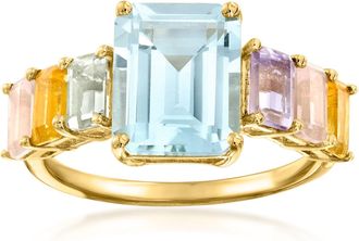 Ross-Simons Sky Blue Topaz and Multi-Gemstone Ring in 18kt Gold Over Sterling