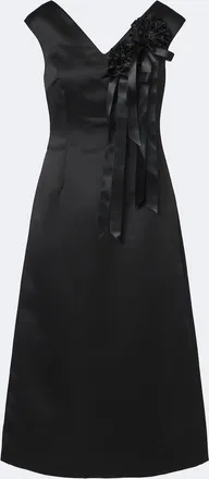 Simone Rocha Floral-appliqu&eacute; satin midi dress