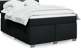 vidaXL Cama Box Spring Con Colch&oacute;n Tela Negro 140x200 Cm Vidaxl