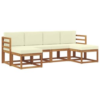 vidaXL Conjunto De Sof&aacute;s De Exterior 6 Pcs Natural Y Crema Vidaxl
