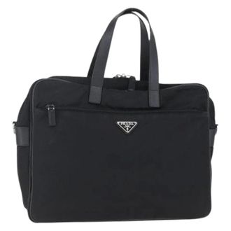 Prada Pre-owned Tote Bags, female, Black, Size: ONE SIZE Pre-owned Nylon Briefcase