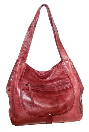 Nino Bossi Vintage Leather Organizer Satchel in Red