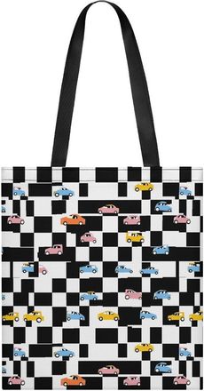 Generic Black And White Checkered Car Tote Bag for Women Men Shoulder Bags Purses Pouch Handbags