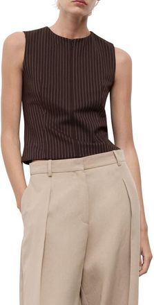 Mango Fitted Front Zip Sleeveless Top in Brown at Nordstrom, Size X-Small