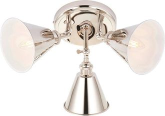 Loops Bright Nickel 3 Light Ceiling Spotlight - White Inner Shade - Knurled Detailing