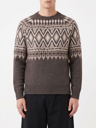 Ballantyne Maglia girocollo slim fit in lana con motivo jacquard astratto