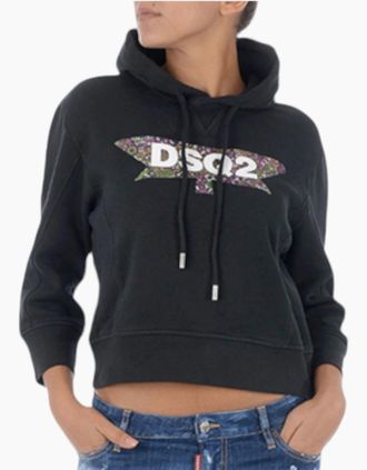 Dsquared2 Womens DSQUARED2 Womens Pullover Hoodies - Black - Size: 10/8