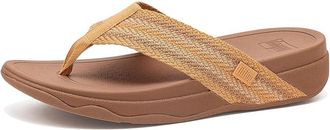 FitFlop Surfa Stripe-Webbing Toe-Post Sandals Womens Wedge Shoes Turmeric/Classic Tan Mix : 10 M (B), Synthetic