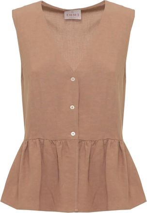 Marella Tops, Dames, Bruin, M, Linnen, Emme Top
