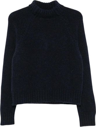 Jucca Roll-neck Raglan-sleeve Jumper - female - Jucca - Turtlenecks - Blue - L - Knitwear