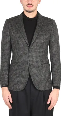 Tonello Single-Breasted Notched Lapel Blazer - Gray