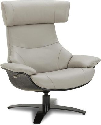 MyNewDesign Sillón relax de piel gris y roble negro