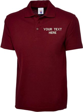 Generic Personalised Embroidered Your Text UC124 Polo Tshirt, Work Wear Any Text Uneek Olympic Polo Uniform Tee Top (Maroon, 4XL, 4X_l)