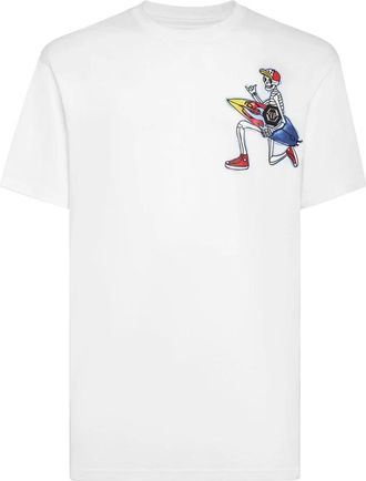 Philipp Plein T-shirt Round Neck SS Hawaii - Heren - T-shirts - Wit - 4XL - Katoen - Tops