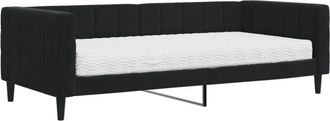 vidaXL Sof&aacute; Cama Con Colch&oacute;n Terciopelo Negro 90x200 Cm Vidaxl