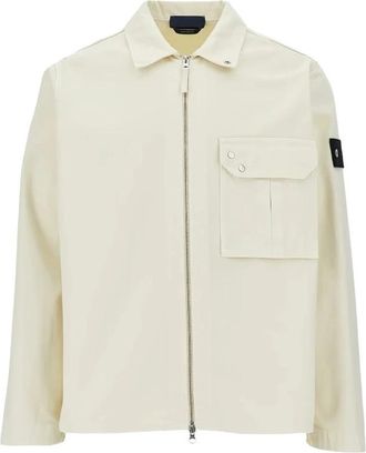 Stone Island Chest Pocket Zip Shirt - Heren - Zomerjassen - Beige - L - Katoen - Jassen