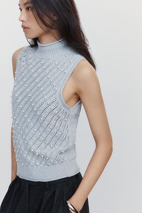 Maeve Pearl Roll Neck Sweater Tank Top