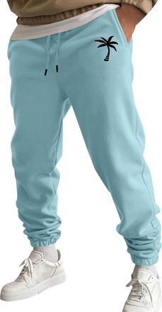 Generic Mens Trousers Casual Smart Christian Cross Print Athletic Sweatpants Elasticated Waist Joggers Tracksuit Bottoms with Pockets, Z01-Light Blue, L