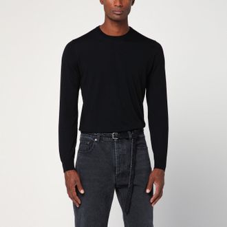 Drumohr Black Wool Crew Neck Sweater