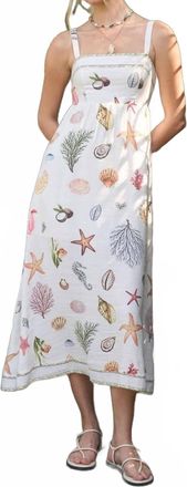Blu Pepper She Sells Sea Shells Midi Dress In Cream Multi