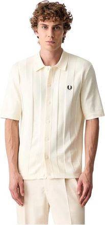 Fred Perry Short Sleeve Shirts - Heren - Korte mouwen Overhemden - Beige - XL - Overhemden