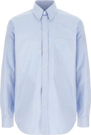 Fendi Oxford Katoenen Overhemd - Heren - Casual Overhemden - Blauw - S - Katoen - Overhemden