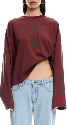 Lioness Bloom Stripe Top in Chocolate Wine at Nordstrom, Size Medium