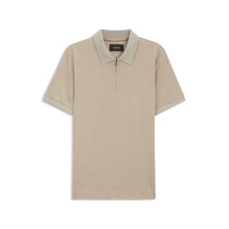 BOSS Mercerized-cotton polo shirt with zipper placket