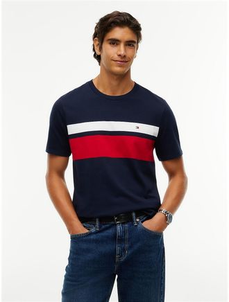 Tommy Hilfiger Mens Block Stripe T-Shirt - Navy Blue - XXL