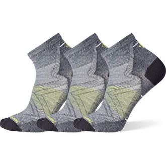 Smartwool 3-Pack Run Zero Cushion Ankle Socks in Run Medium Gray at Nordstrom, Size X-Large