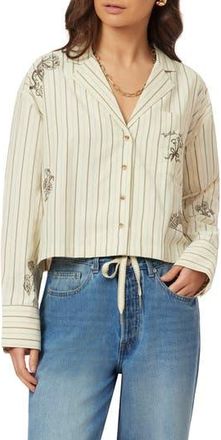 Scotch & Soda Embroidered Stripe Shirt in Hot Fudge Stripe at Nordstrom Rack, Size X-Large