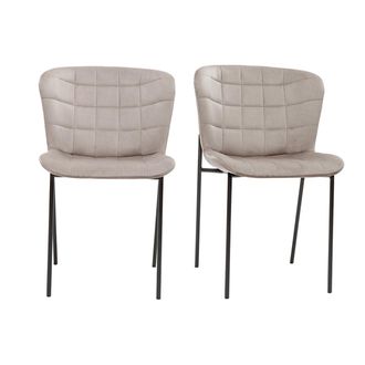 Miliboo Miliboo - Set De 2 Sillas De Dise&ntilde;o De Terciopelo Color Topo Y Metal Negro Saiga