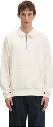Thisisneverthat Damaged Half Zip Polo Sweatshirt - Heren - Vesten met rits - Wit - L - Katoen - Hoodies & sweatvesten