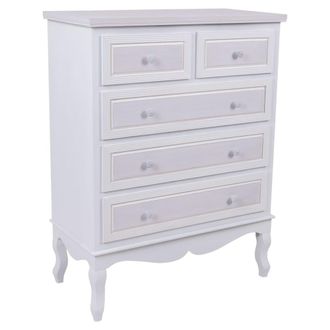 Wanderlust Deco Comoda de madera de 5 cajones blanco 80x40x105