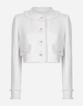 Dolce & Gabbana Short Raschel Tweed Jacket - Woman Coats And Jackets White 38