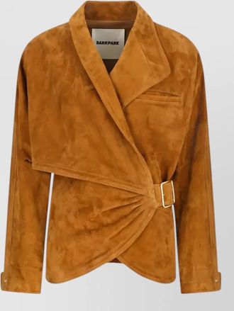 Darkpark cindy suede belted jacket asymmetric lapel