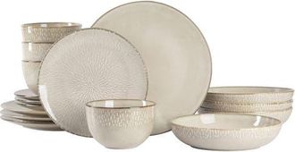 Gibson Home Matisse 16 Piece Stoneware Dinnerware Set with Reactive Glaze in White at Nordstrom