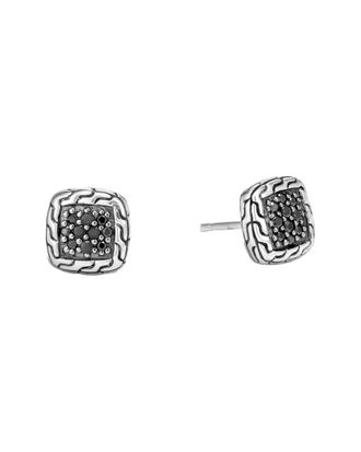John Hardy Essentials Silver Treated Black Sapphire Stud Earrings