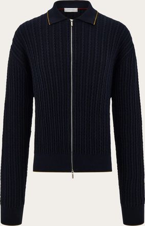 Ferragamo Men Cotton and silk cardigan Blue
