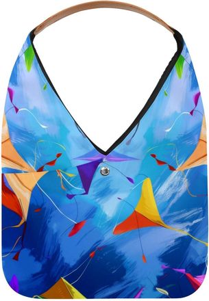 Generic Colorful Kites Patterns Reusable Lightweight Grocery Bags - Foldable Into Compact Pouch, Washable & Sturdy, Multipurpose for Shopping and Travel