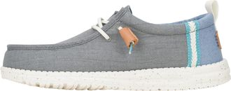 HeyDude Hey Dude Mens Wally Summer Linen Loafer, Monument Grey/Faded Denim, 7 UK