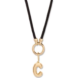Brook & York Kai Initial Charm Necklace in Gold/Black C at Nordstrom