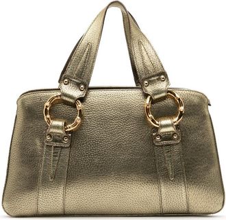 Gucci Pre-owned Gucci Metallic Calfskin Metal Bamboo Handbag 131324 213317
