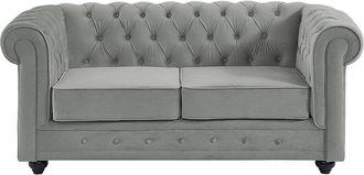 VENTE-UNIQUE.COM Sof&aacute; fijo terciopelo 2 plazas gris claro 168x88cm