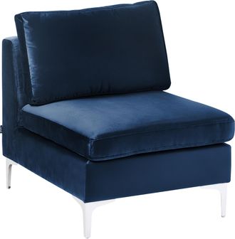 Beliani Sill&oacute;n Modular De Terciopelo Azul Marino Asiento Patas Metal Glamour Evja